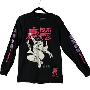 Nicki Minaj Chun-Li Long Sleeve Graphic Tee Black Rap Merch Streetwear Tour Sz M